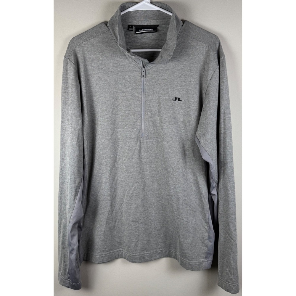 J Lindeberg Men's‎ Luke Mid-Layer Gray 1/4 Zip Pullover Golf, XL